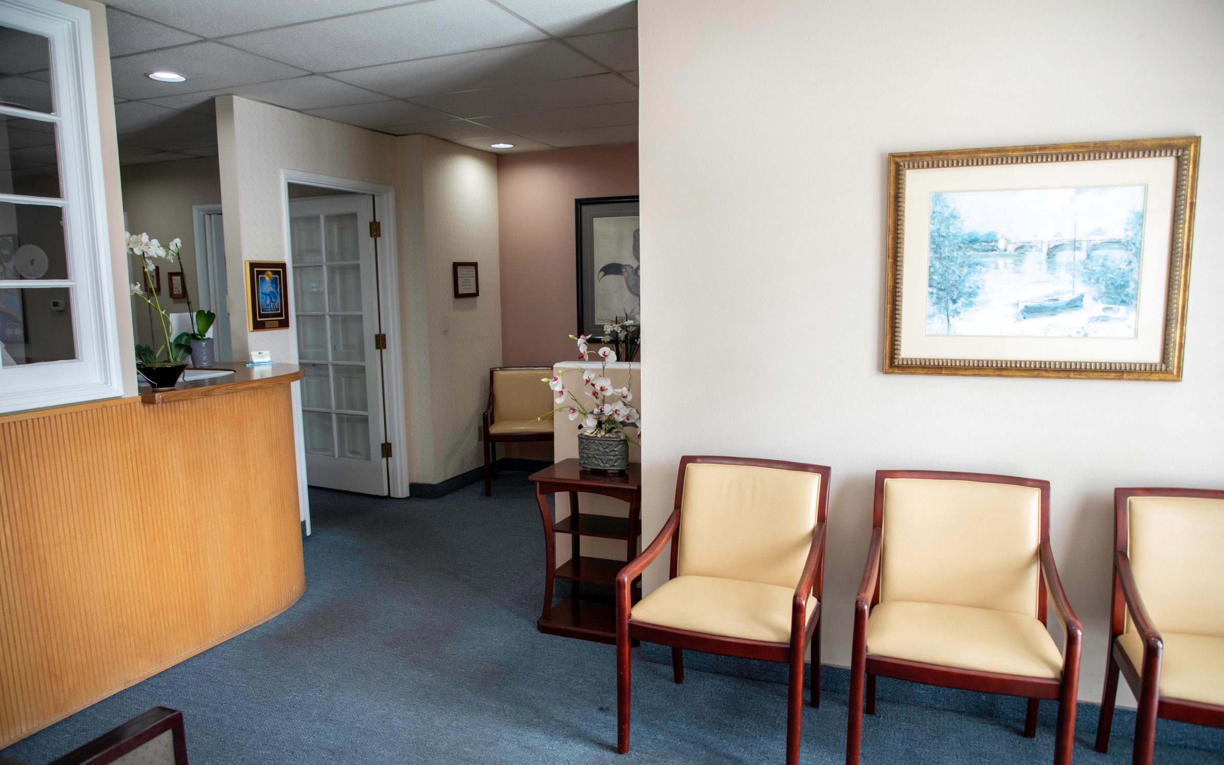 Reception desk and waiting area